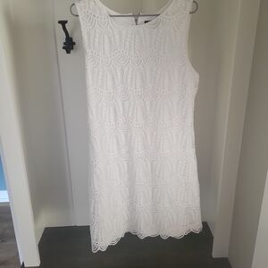 Sharagano White Sleeveless Sheath Mini Dress